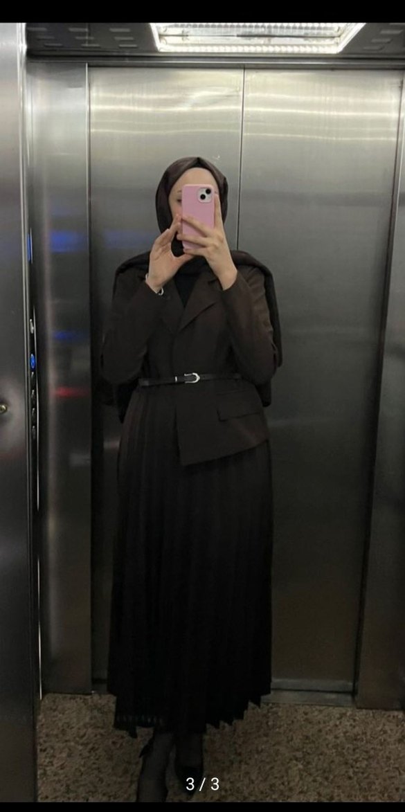 Lacivert Piliseli Uzun Kadın Elbise - Görsel 3