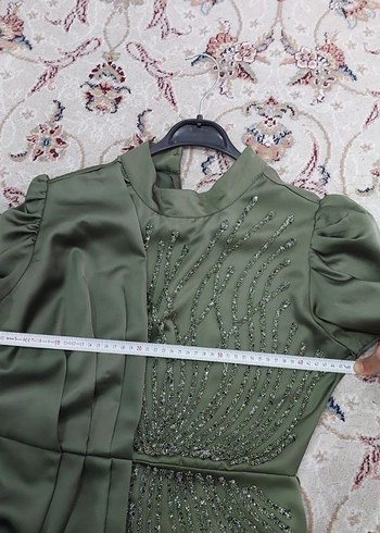 Drapeli Uzun Kol Tesettür Abiye Elbise - Görsel 4