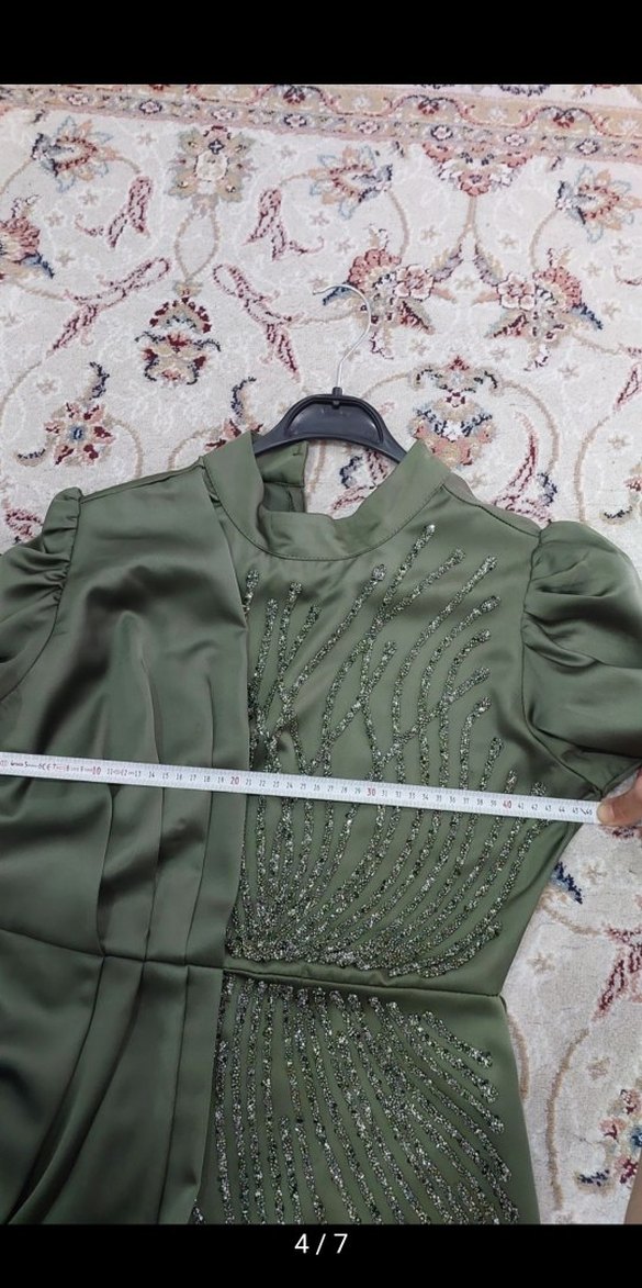 Drapeli Uzun Kol Tesettür Abiye Elbise - Görsel 4