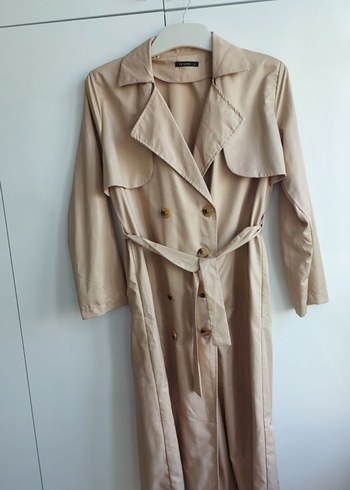 Bej Uzun Kesim Kadın Trençkot - Görsel 2
