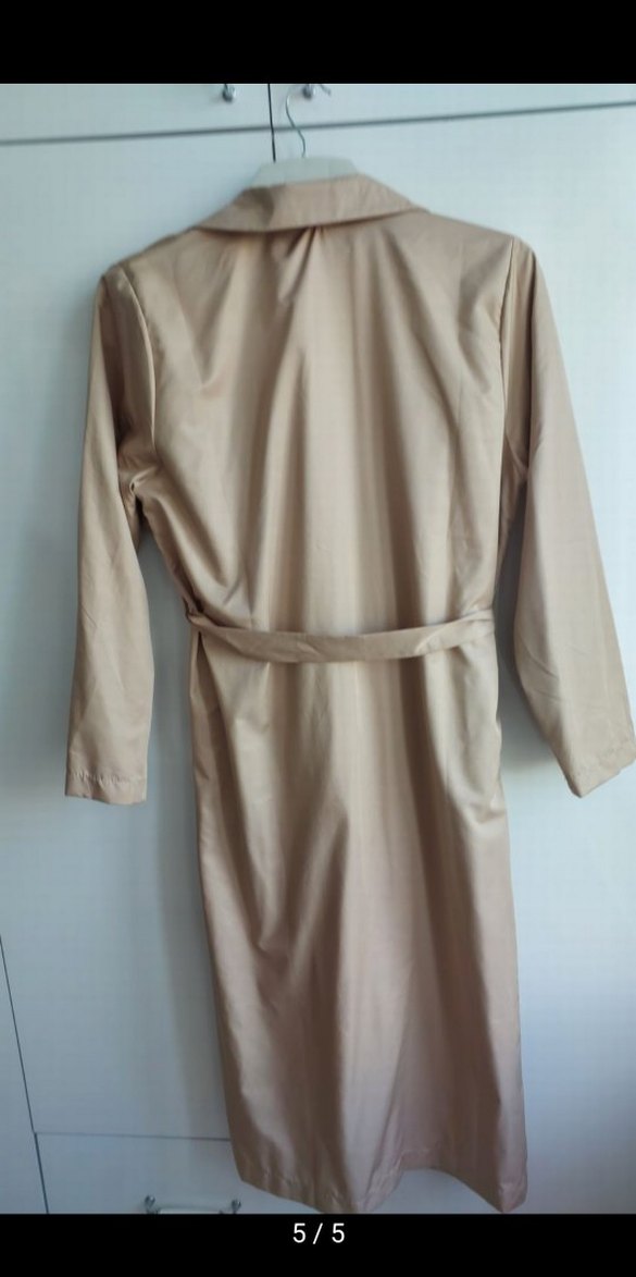 Bej Uzun Kesim Kadın Trençkot - Görsel 3