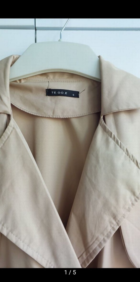 Bej Uzun Kesim Kadın Trençkot - Görsel 5