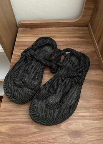Kadın Siyah Örgü Platform Sandalet