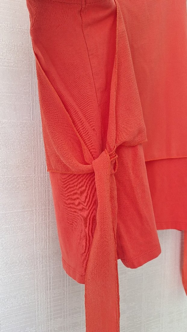 Nar çiçeği rengi Kolsuz Drapeli Kadın Bluz - Görsel 5