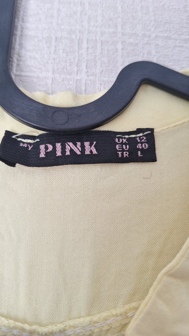 Sarı V Yaka Düğmeli Kadın Gömlek - Görsel 2