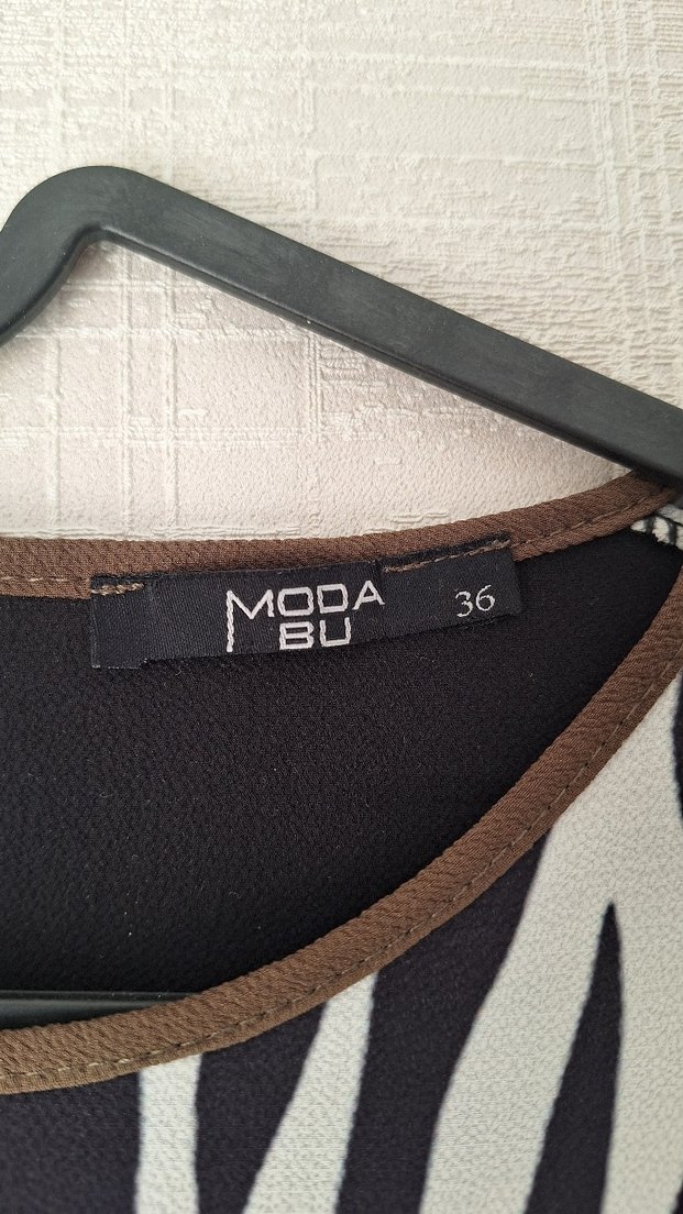 Zebra Desenli Uzun Kollu Uzun Tunik - Görsel 3