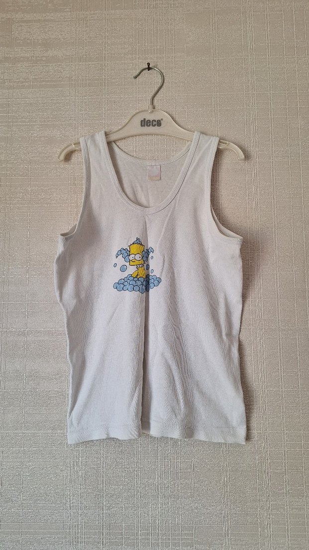 Beyaz Baskılı Pamuklu Çocuk Atleti - Görsel 3