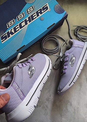 37 Beden mor Renk Mor Elastik Bağcıklı Sneakers