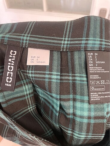 H&M H&M ekose mini etek