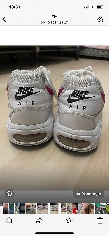 37,5 Beden Nike Air Max spor ayakkabı