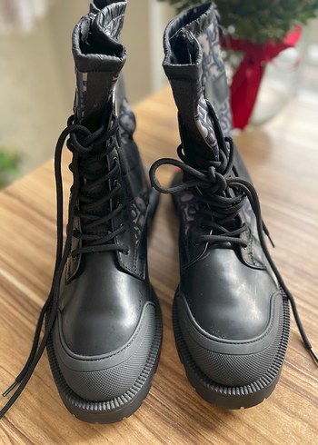 Christian Dior Siyah kanvas deri bot - Görsel 9