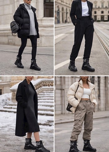 Christian Dior Siyah kanvas deri bot - Görsel 10