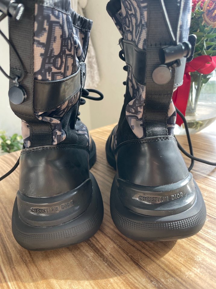 Christian Dior Siyah kanvas deri bot - Görsel 5