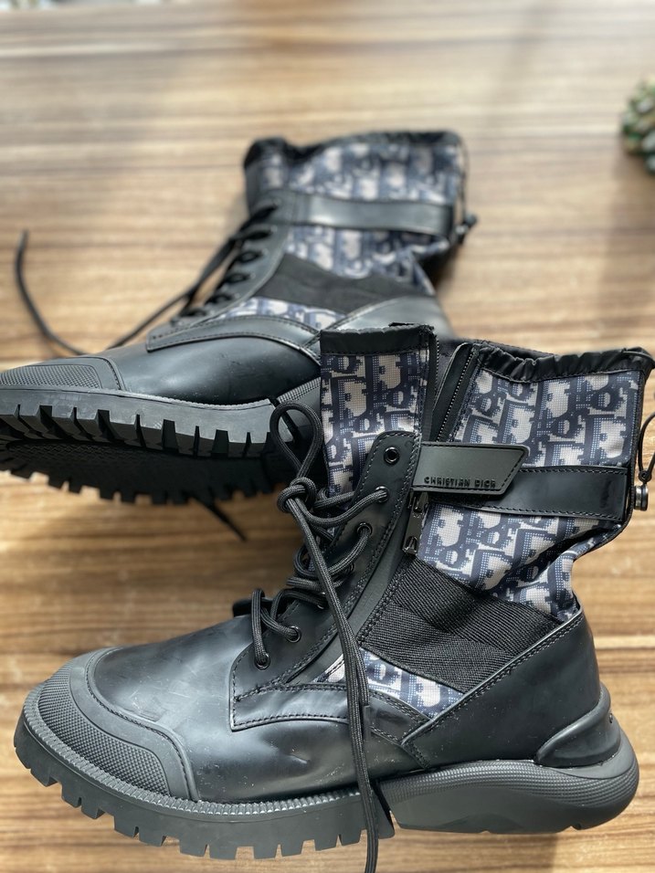 Christian Dior Siyah kanvas deri bot - Görsel 3