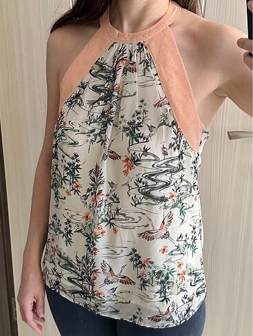 H&M astarlı şifon bluz