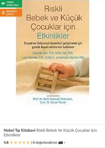 Riskli Bebek ve Küçük Çocuklar için Etkinlikler Kitabı