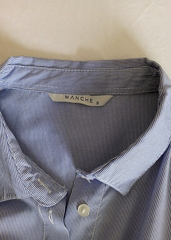 s Beden MANCHE mavi Uzun Kollu çizgili Kadın Gömlek