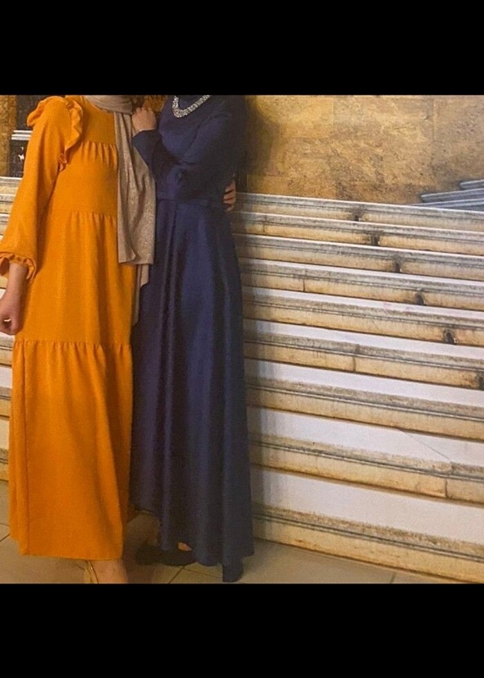 Saten saks mavisi elbise - Görsel 2