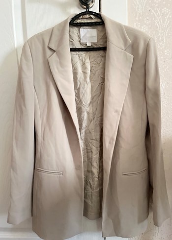 Bej Kadın Keten Blazer Ceket - Görsel 2