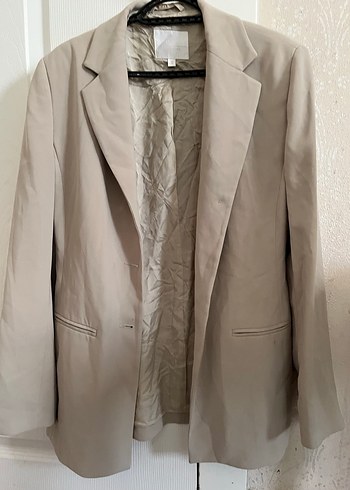 Bej Kadın Keten Blazer Ceket - Görsel 9