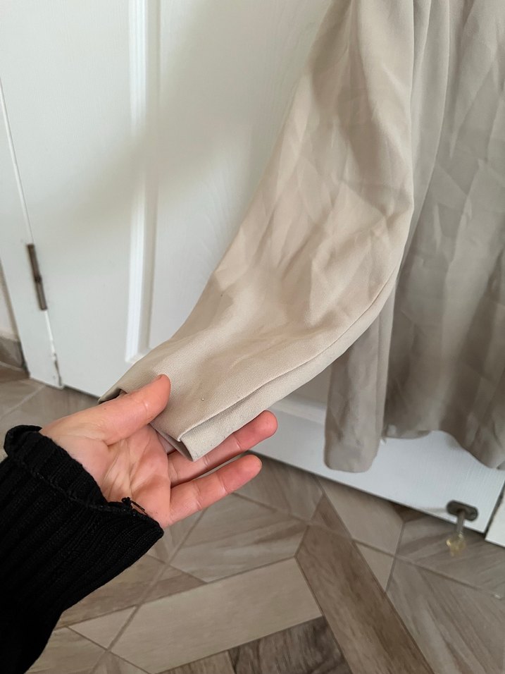 Bej Kadın Keten Blazer Ceket - Görsel 4