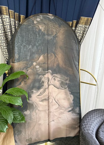 Şeffaf Siyah Saten Kadın Şal - Görsel 2