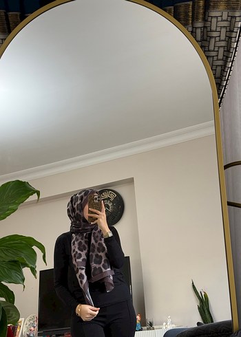 Kadın Gri Leopar Desenli Şal - Görsel 2