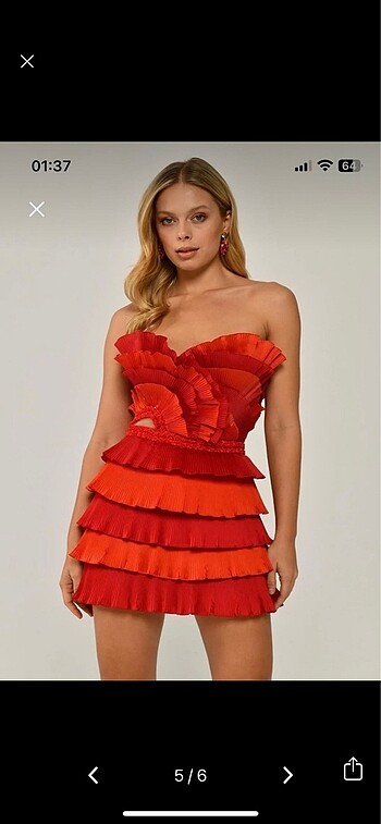 alfabeta kırmızı elbise - Görsel 5