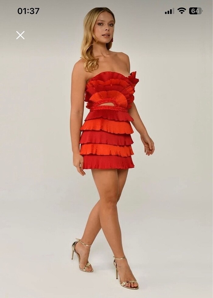 alfabeta kırmızı elbise - Görsel 3