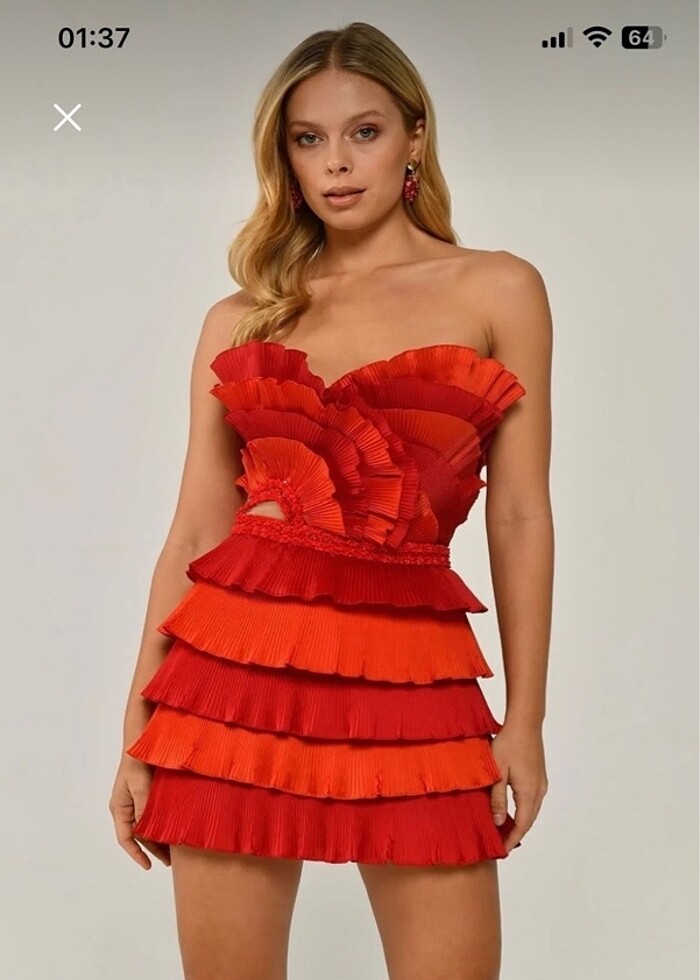 alfabeta kırmızı elbise - Görsel 5