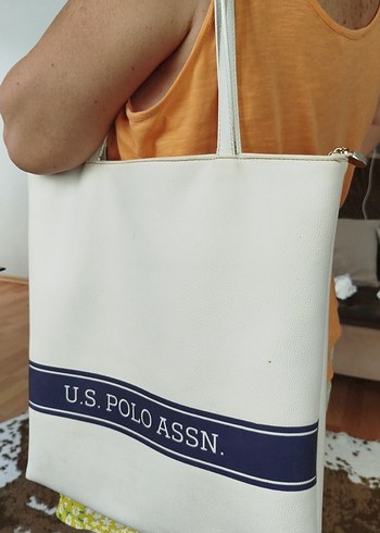 Beyaz U.S. Polo Assn. Deri Kol Çantası