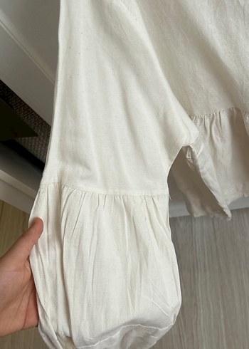 Diğer Fırfırlı Yaka Keten Hamile Bluzu