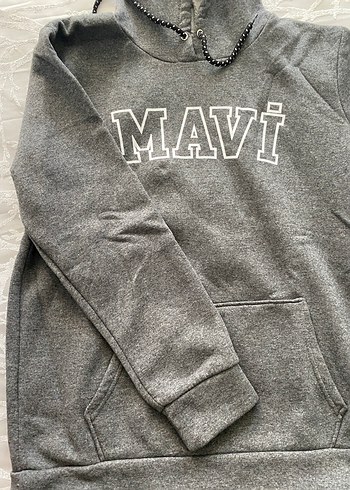 Diğer Gri Kapüşonlu Baskılı Kadın Sweatshirt