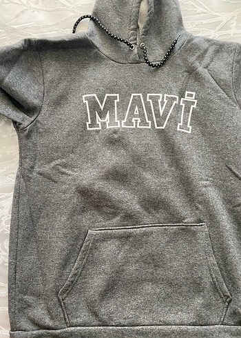xl Beden Gri Kapüşonlu Baskılı Kadın Sweatshirt