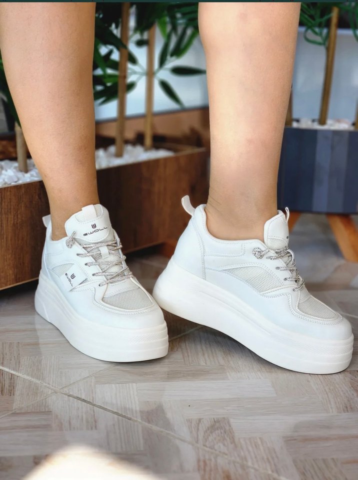 Siyah Platform Topuklu Bağcıklı Kadın Spor Ayakkabı - Görsel 4