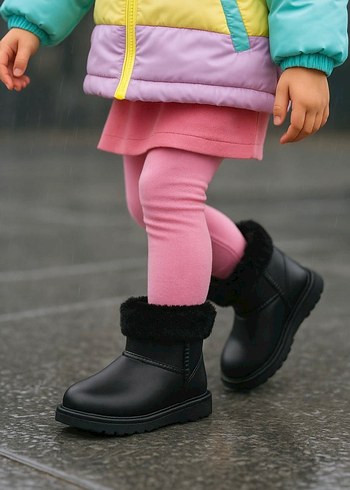 Kız Çocuk Bej Kürklü Bot - Görsel 2