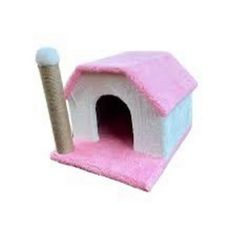 Beyaz Kedi Evi ve Tırmalama Direği 40x45 cm - Görsel 2