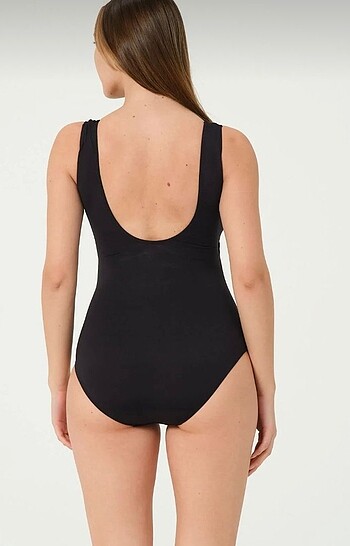 Düz siyah yüzücü mayo - Görsel 3