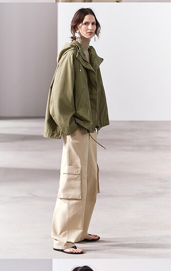 m Beden Zara ZW Collection Hafif Oversize Parka