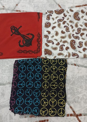 3 lü renkli fular - bandana