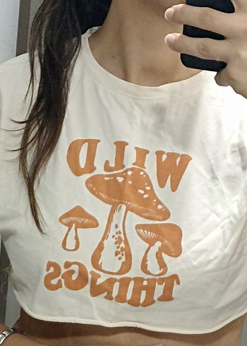 Baskılı Bej Kadın Crop