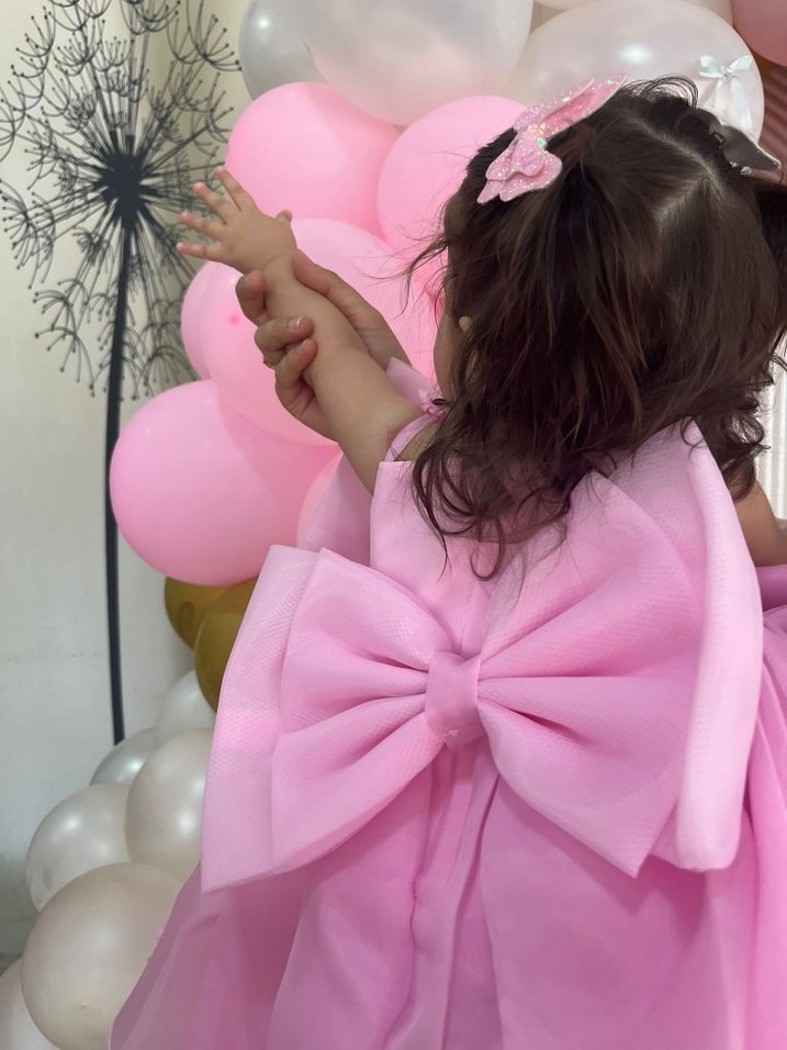 Pembe Fiyonklu Kız Çocuk Elbisesi - Görsel 3