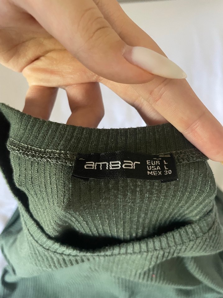 Kadın Yeşil Kısa Kollu Basic Tişört - Görsel 2