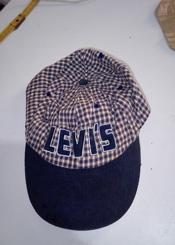 Levis Levi S Ekose Bej Lacivert Sapka Orijnal Vintage