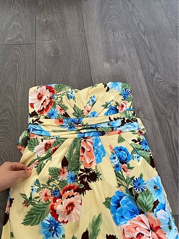 Straplez Saten Elbise - Görsel 3