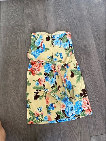 Straplez Saten Elbise - Görsel 5