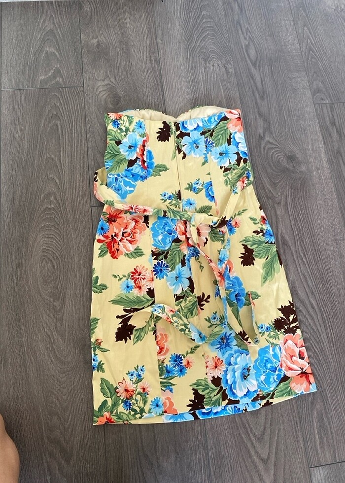 Straplez Saten Elbise - Görsel 5