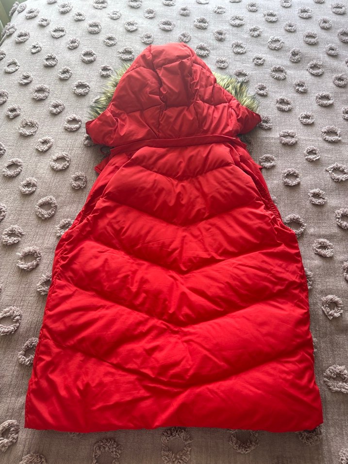 Kürk Detaylı Kırmızı Kadın Şişme Yelek - Görsel 3