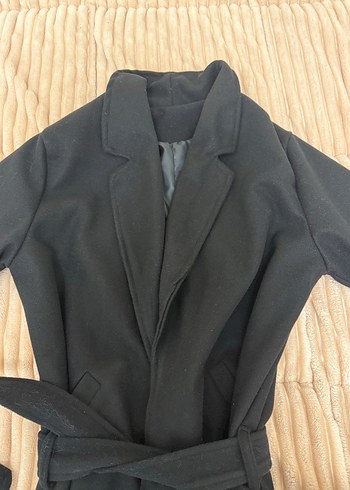 Kadın Siyah Uzun Kemerli  Kaban - Görsel 2