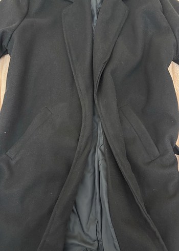 Kadın Siyah Uzun Kemerli  Kaban - Görsel 3